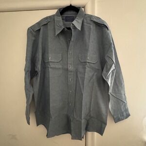Pendleton Mens Blue Safari Military Button Up Shirt Epaulets Size L Large